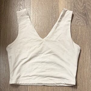 Women's Cream V-Neck Crop Top